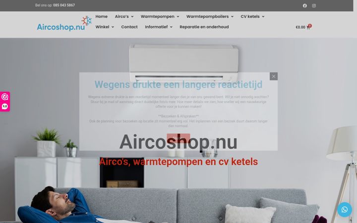 Ekraanipilt saidist aircoshop.nu
