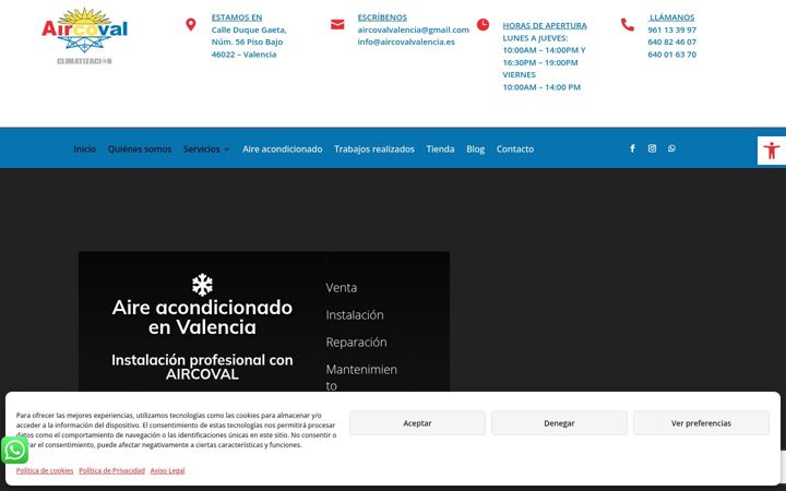 Zrzut ekranu aircovalvalencia.es