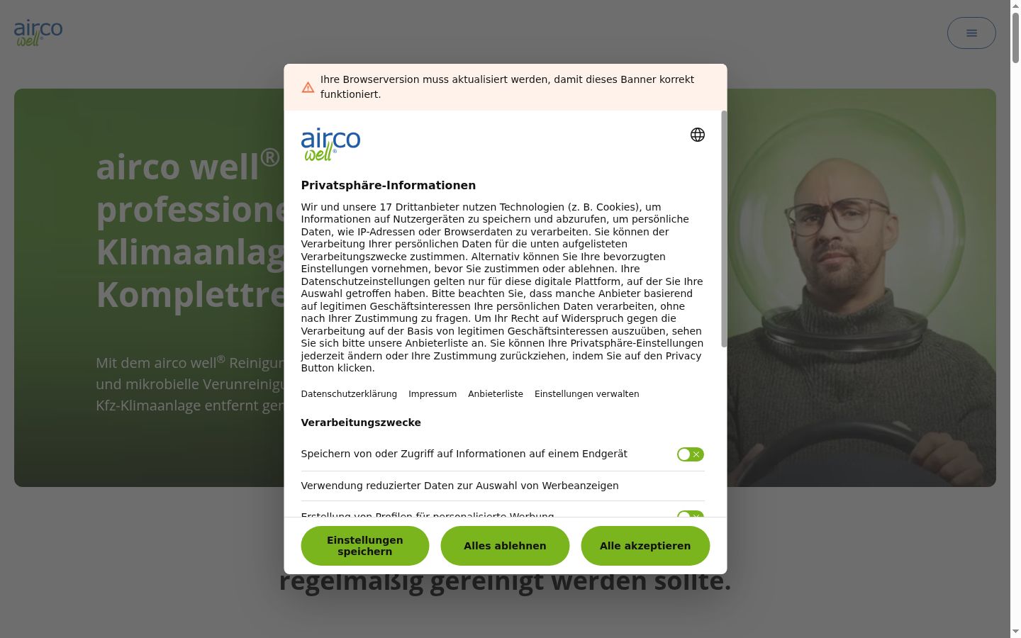 Capture d'écran de la bannière de consentement affichée avant toute interaction