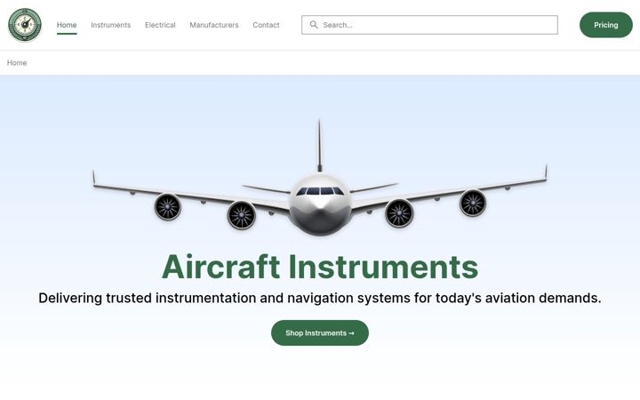 Screenshot of aircraft-instruments.com
