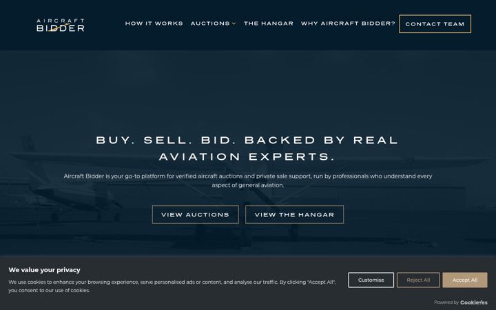 Screenshot of aircraftbidder.com