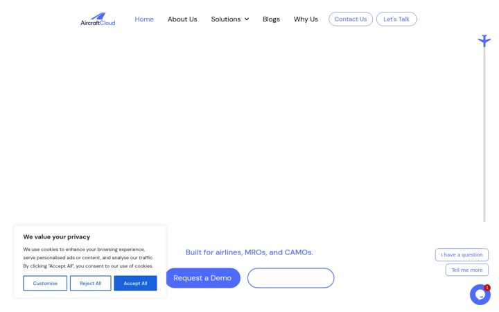 Screenshot of aircraftcloud.aero