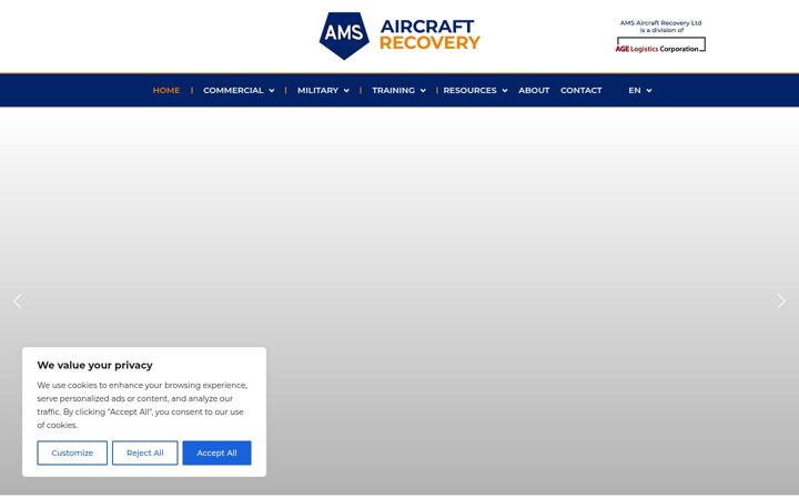 Screenshot του aircraftrecovery.com