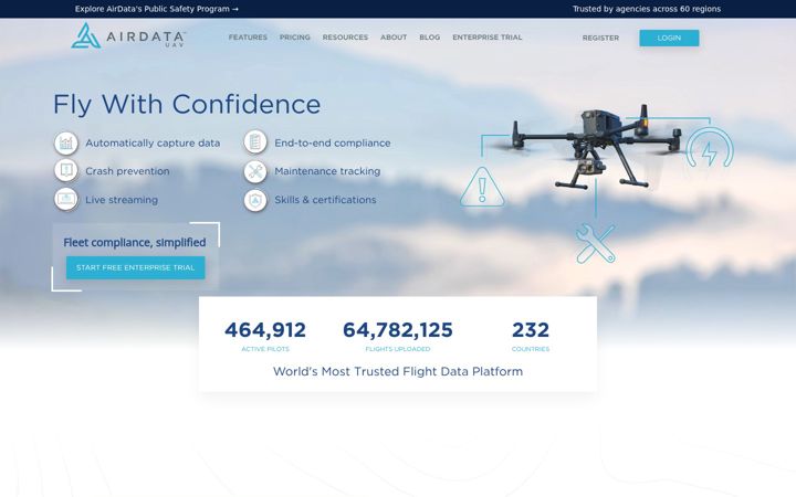 Screenshot of airdata.com