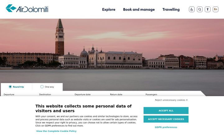 Screenshot of airdolomiti.eu