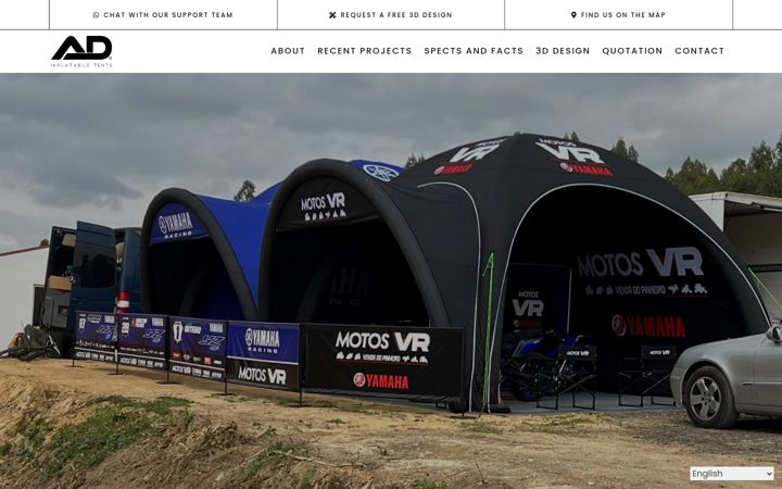 Ekraanipilt saidist airdome-inflatabletents.com