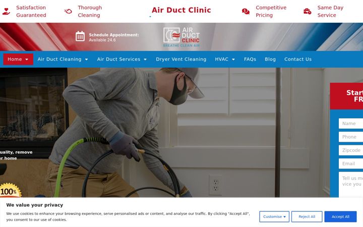 Ekraanipilt saidist airductclinic.com