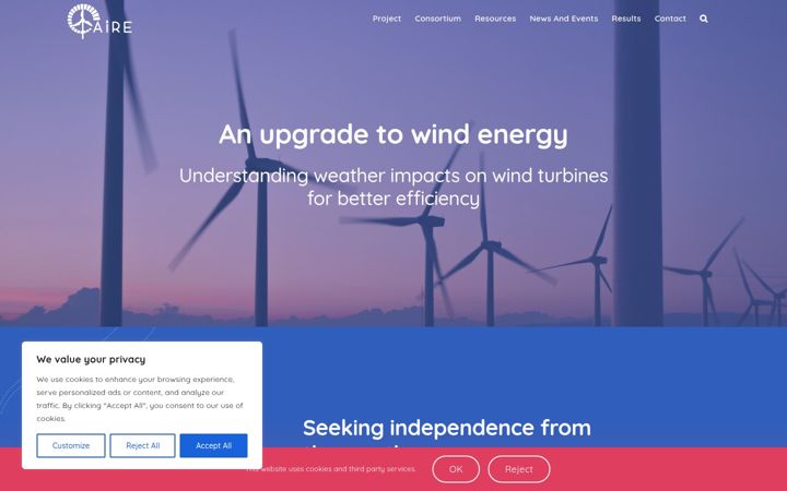 Screenshot ta' aire-project.eu