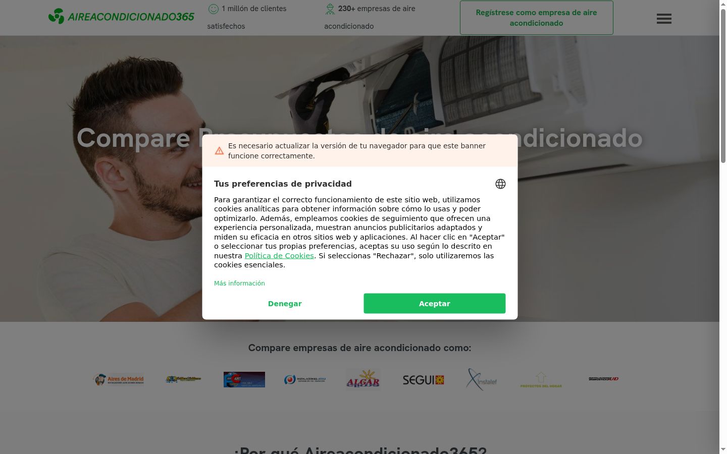 Screenshot of the consent banner shown before any interaction