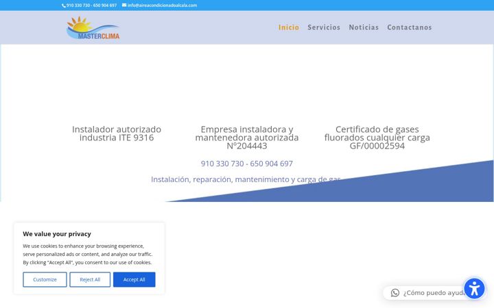 Snimka zaslona za aireacondicionadoalcala.com