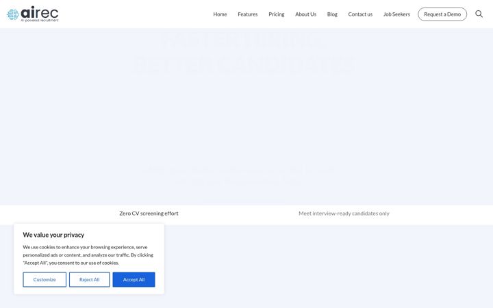 Skjámynd af airec.io