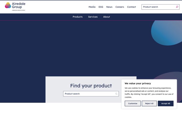Screenshot of airedale-group.com