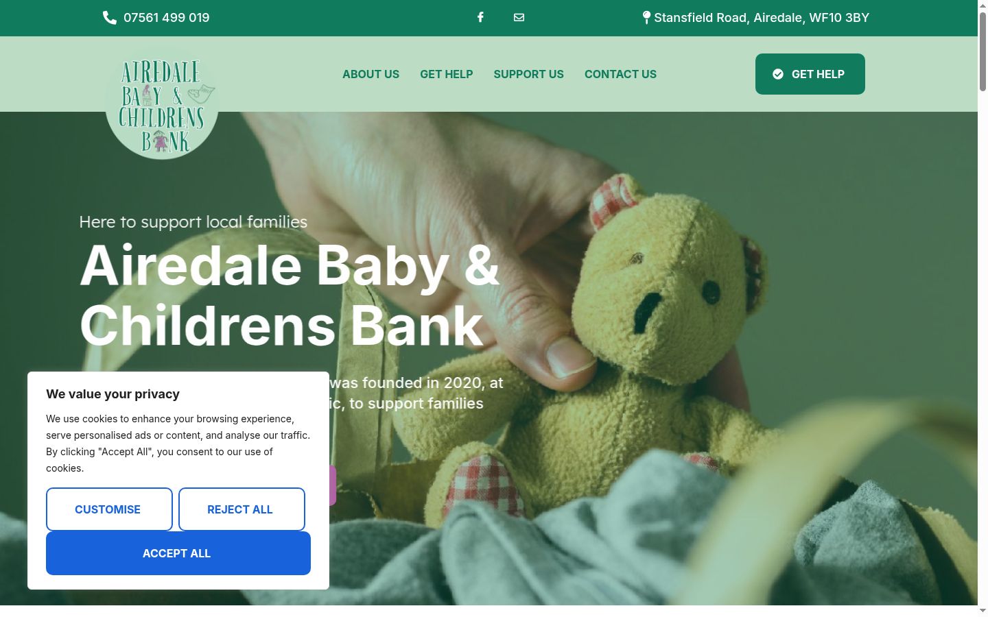 Screenshot of the consent banner shown before any interaction