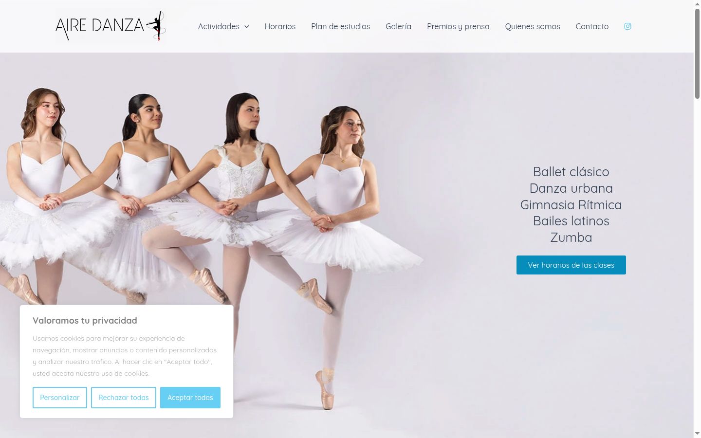 Screenshot of the consent banner shown before any interaction