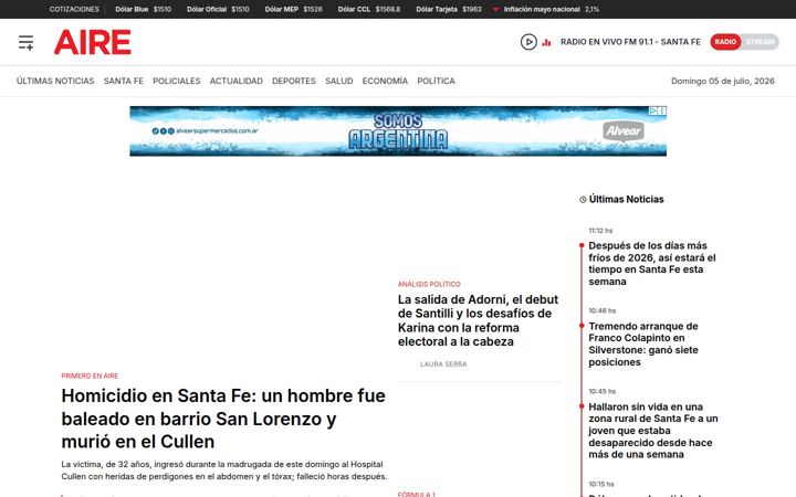 Screenshot of airedesantafe.com.ar