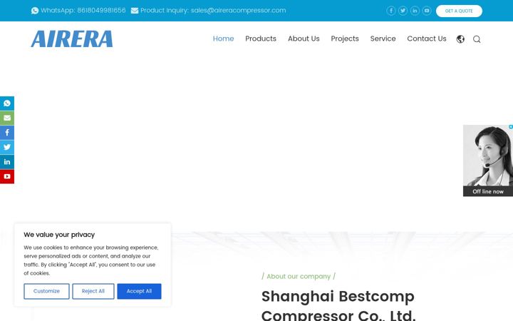 Zrzut ekranu aireracompressor.com