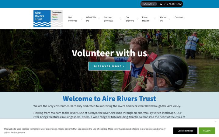 Screenshot of aireriverstrust.org.uk