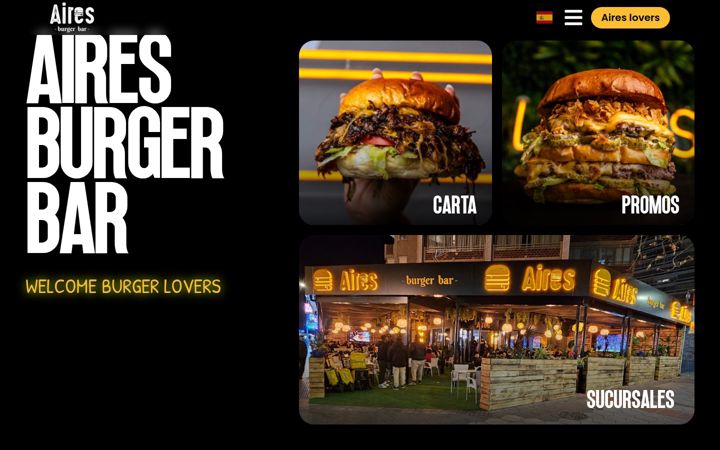 Screenshot of airesburgerbar.com