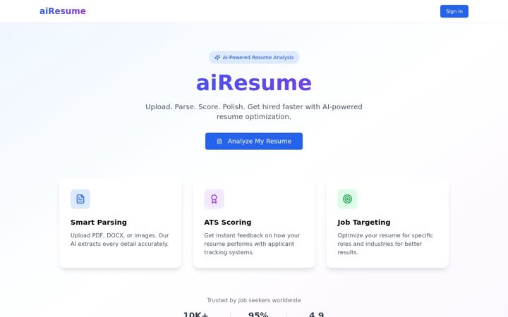 Screenshot of airesume.app