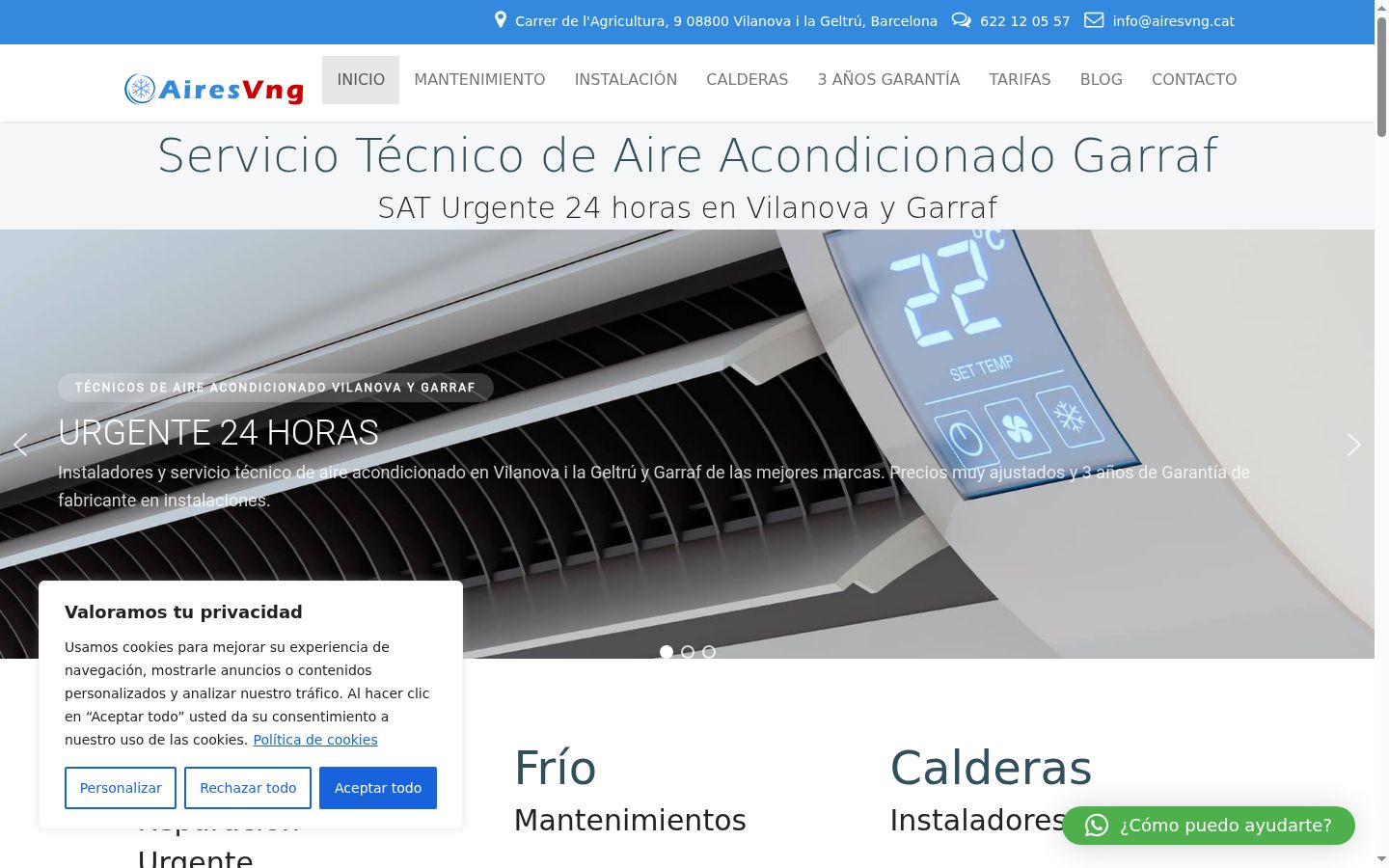 Captura de pantalla del banner de consentimiento mostrado antes de cualquier interacción
