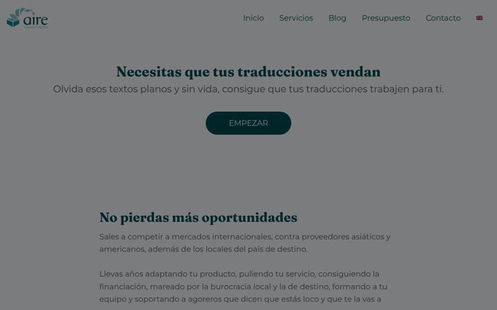 Screenshot of airetraducciones.com