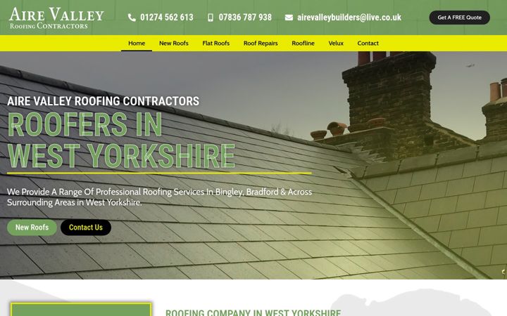 Screenshot of airevalleyroofing.co.uk