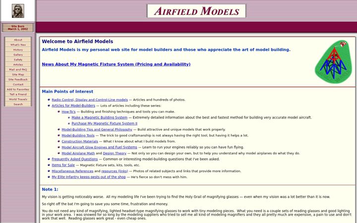 Screenshot of airfieldmodels.com