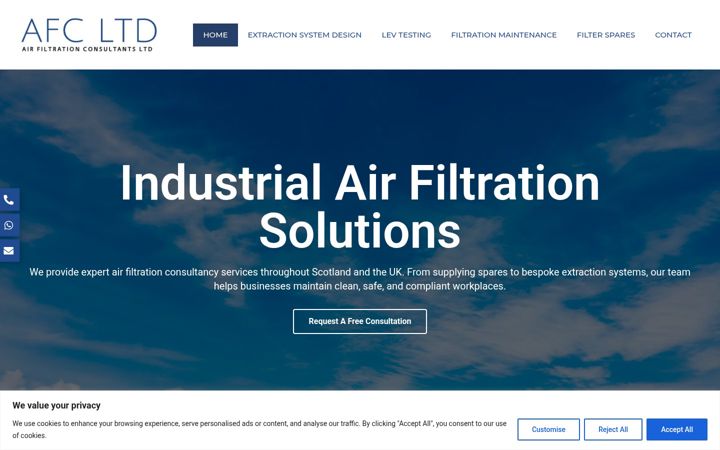 Screenshot of airfiltrationconsultants.co.uk