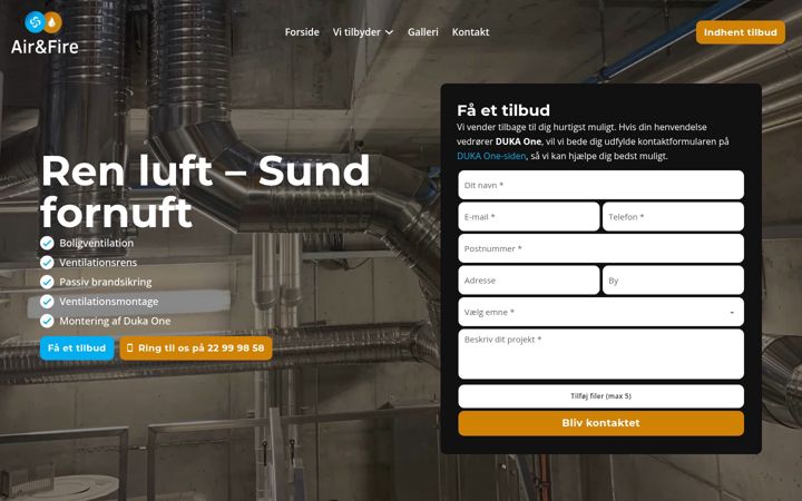 Screenshot of airfire.dk