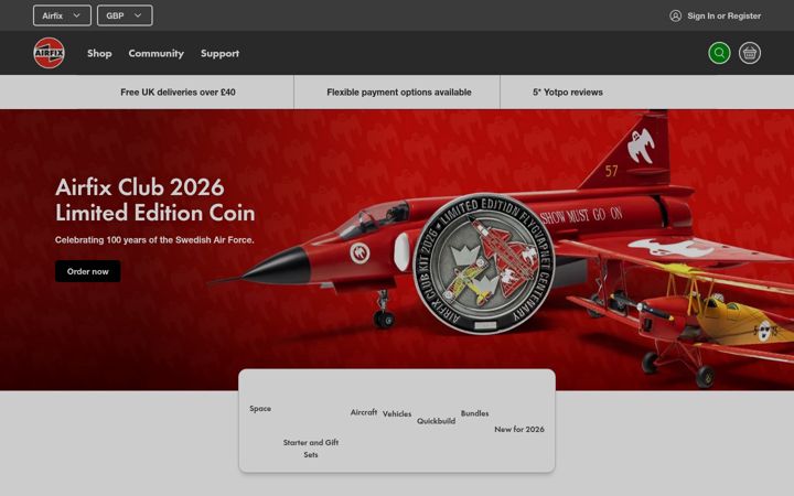 Screenshot of airfix.com