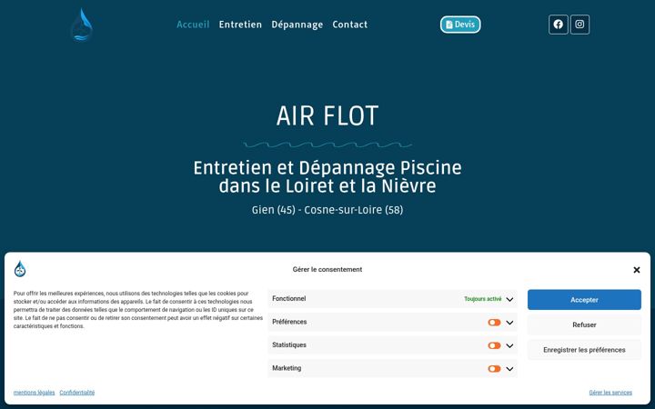 Snímek obrazovky airflot-piscine.fr
