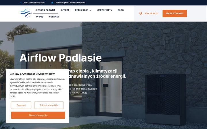 Screenshot of airflowpodlasie.com