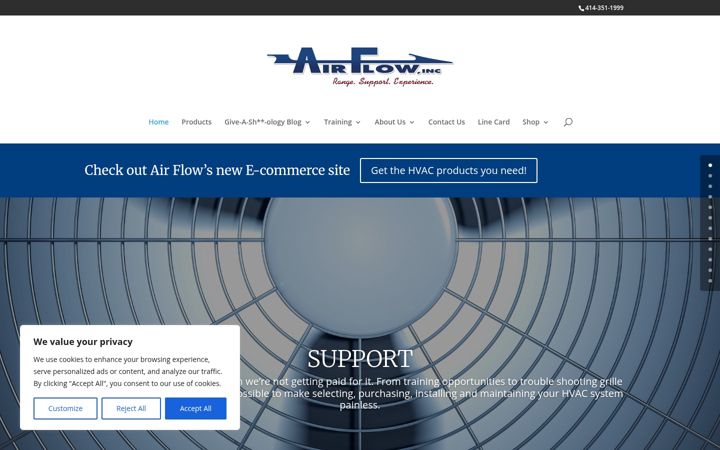 Snímek obrazovky airflowreps.com