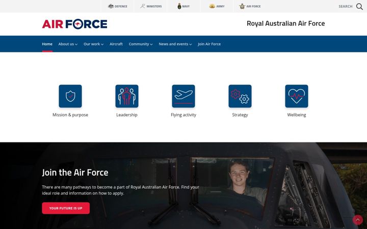 Screenshot di airforce.gov.au