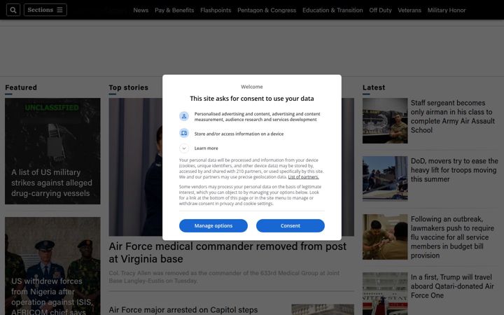 Screenshot ta' airforcetimes.com