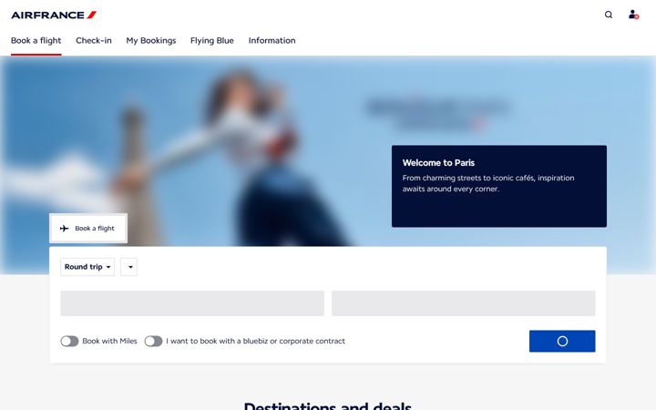 Screenshot ta' airfrance.fr
