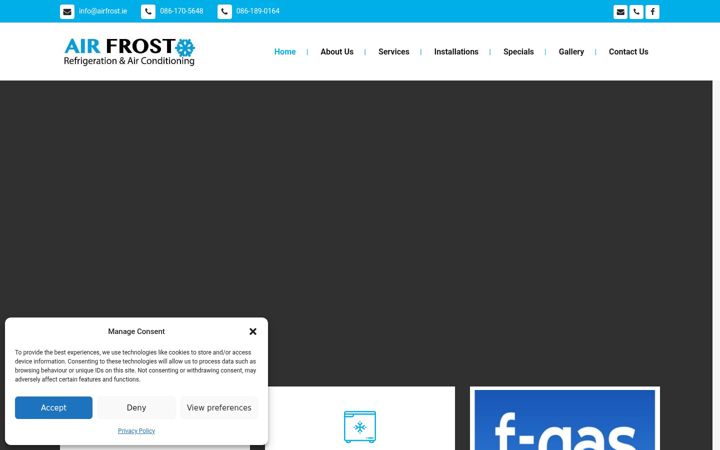 Screenshot ta' airfrost.ie