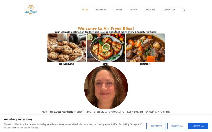 Snímek obrazovky airfryerbliss.com