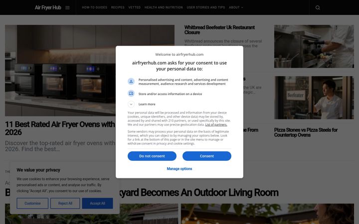 Screenshot of airfryerhub.com