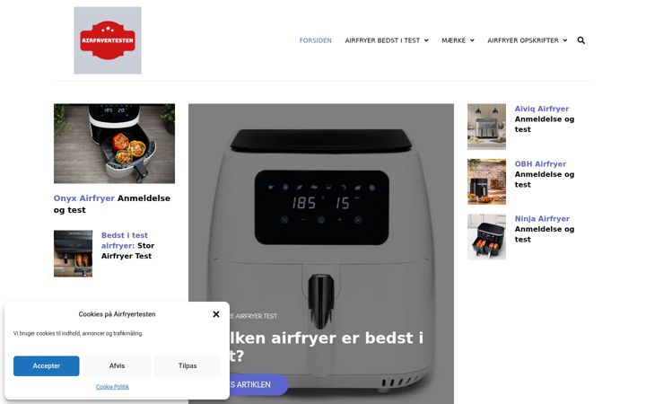 Screenshot ta' airfryertesten.dk