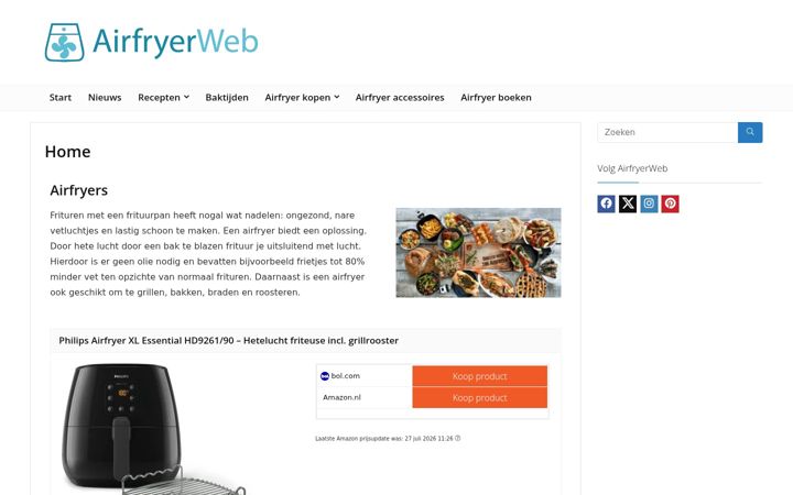 Екранна снимка на airfryerweb.nl