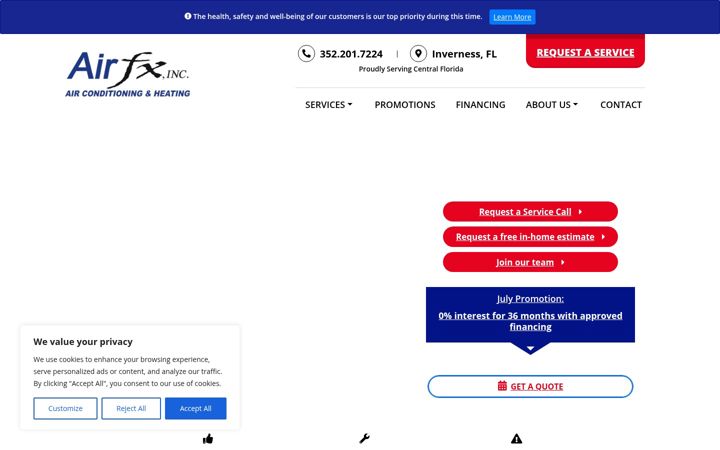 Screenshot of airfxac.com