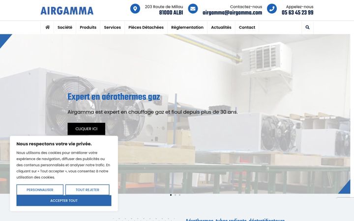 Snímek obrazovky airgamma.com