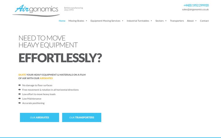 Screenshot of airgonomics.co.uk