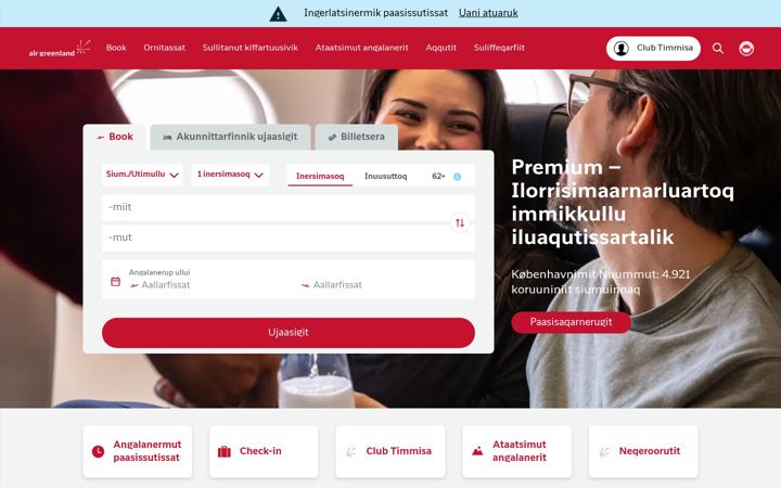 Screenshot of airgreenland.gl