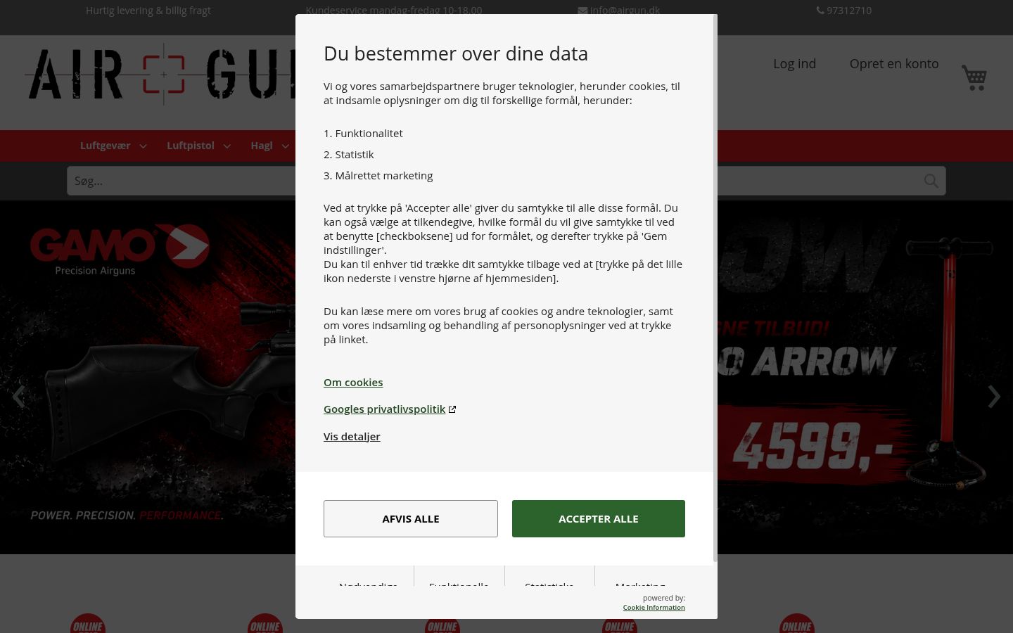 Screenshot des Einwilligungsbanners vor jeglicher Interaktion