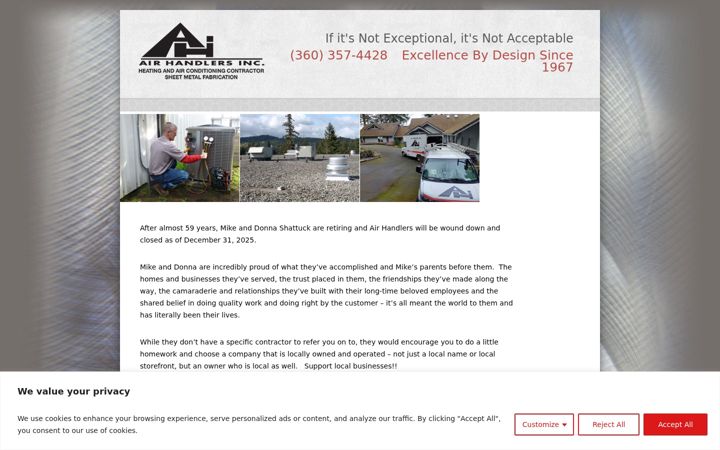 Screenshot of airhandlersinc.com