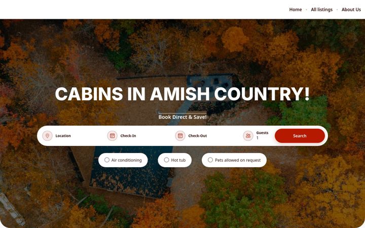 Snímek obrazovky airhausgetaways.com