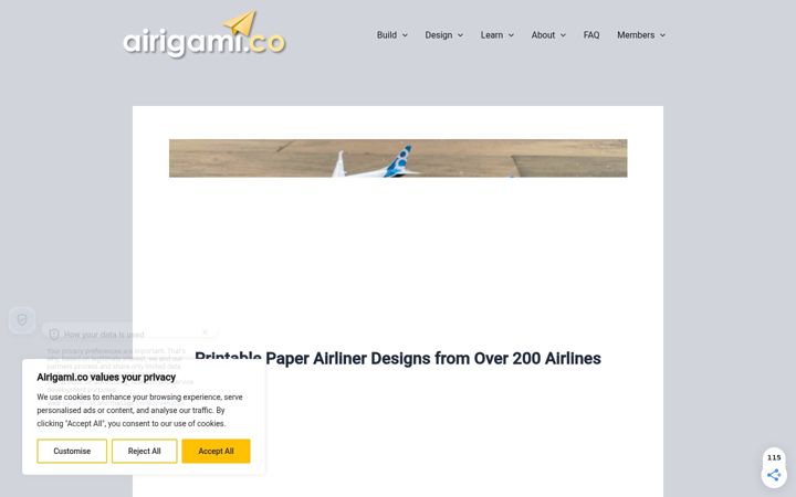 Screenshot of airigami.co