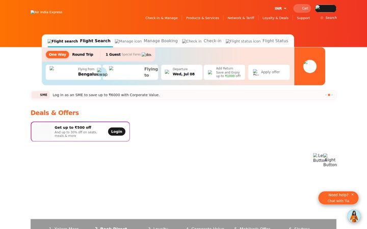 Screenshot di airindiaexpress.com